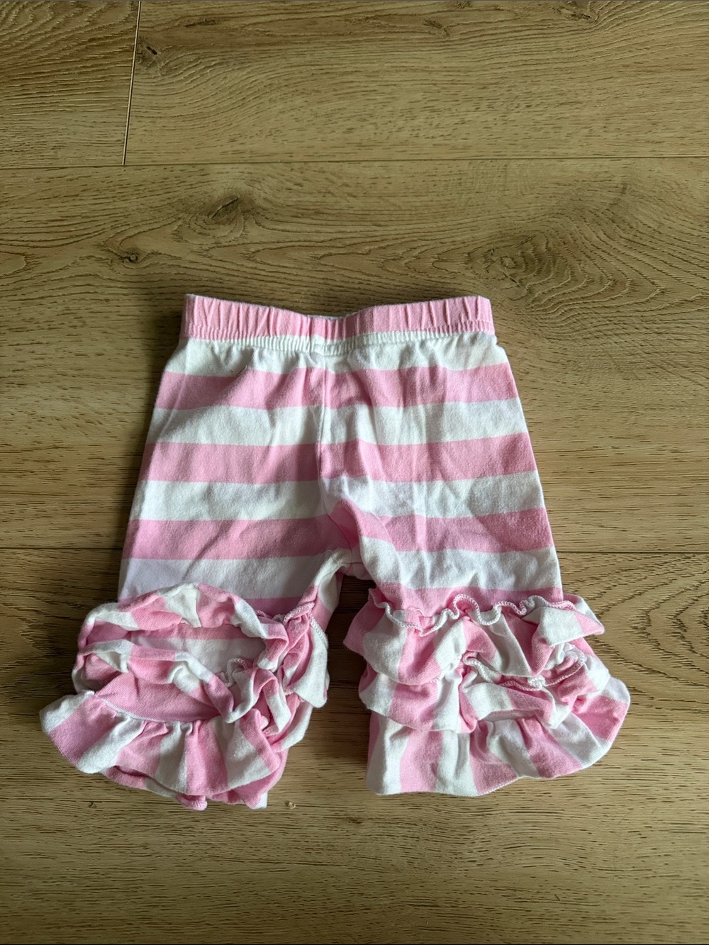 Girls' Pink & White Striped Ruffle Shorts size 6M
